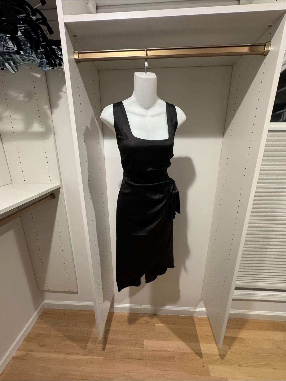 Express Black Asymmetrical Satin Dress with Side Tie